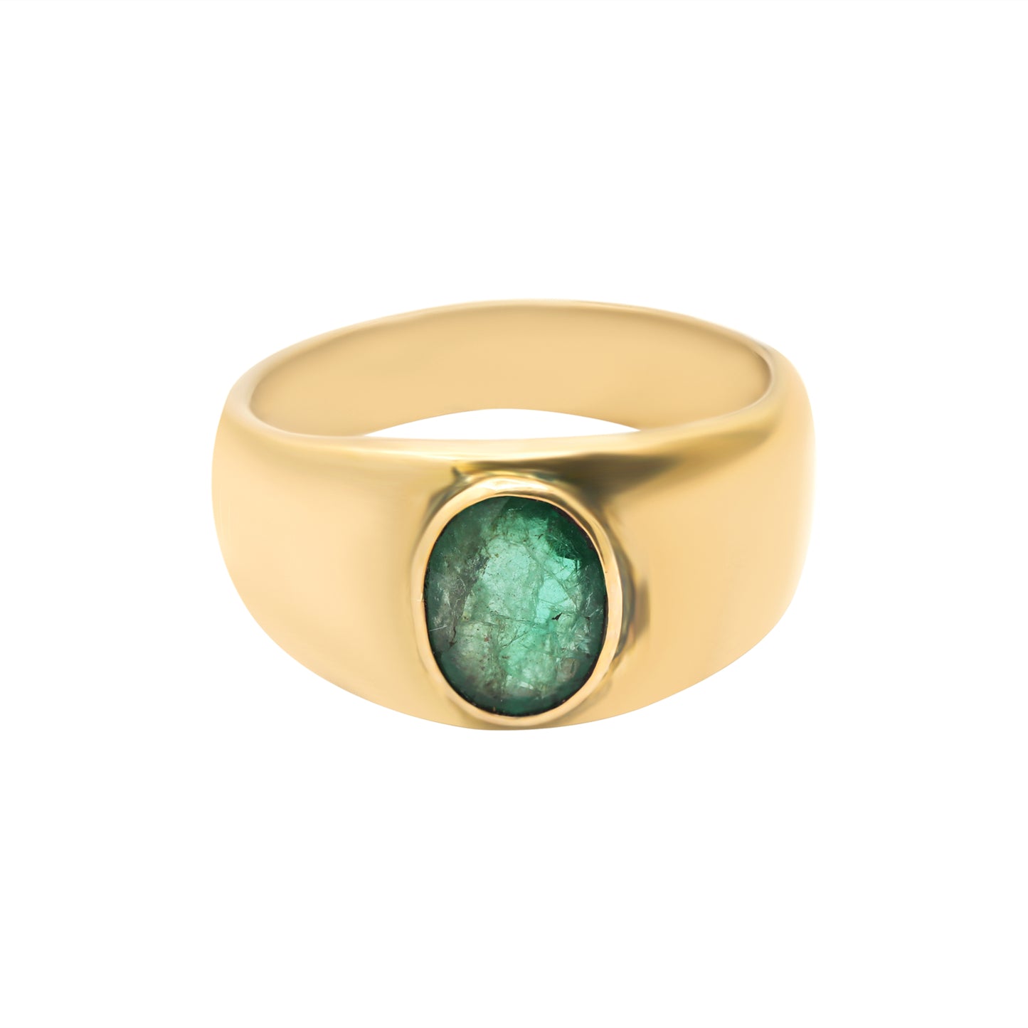 Oval Shaped Natural Emerald 18k Rose Gold Ring