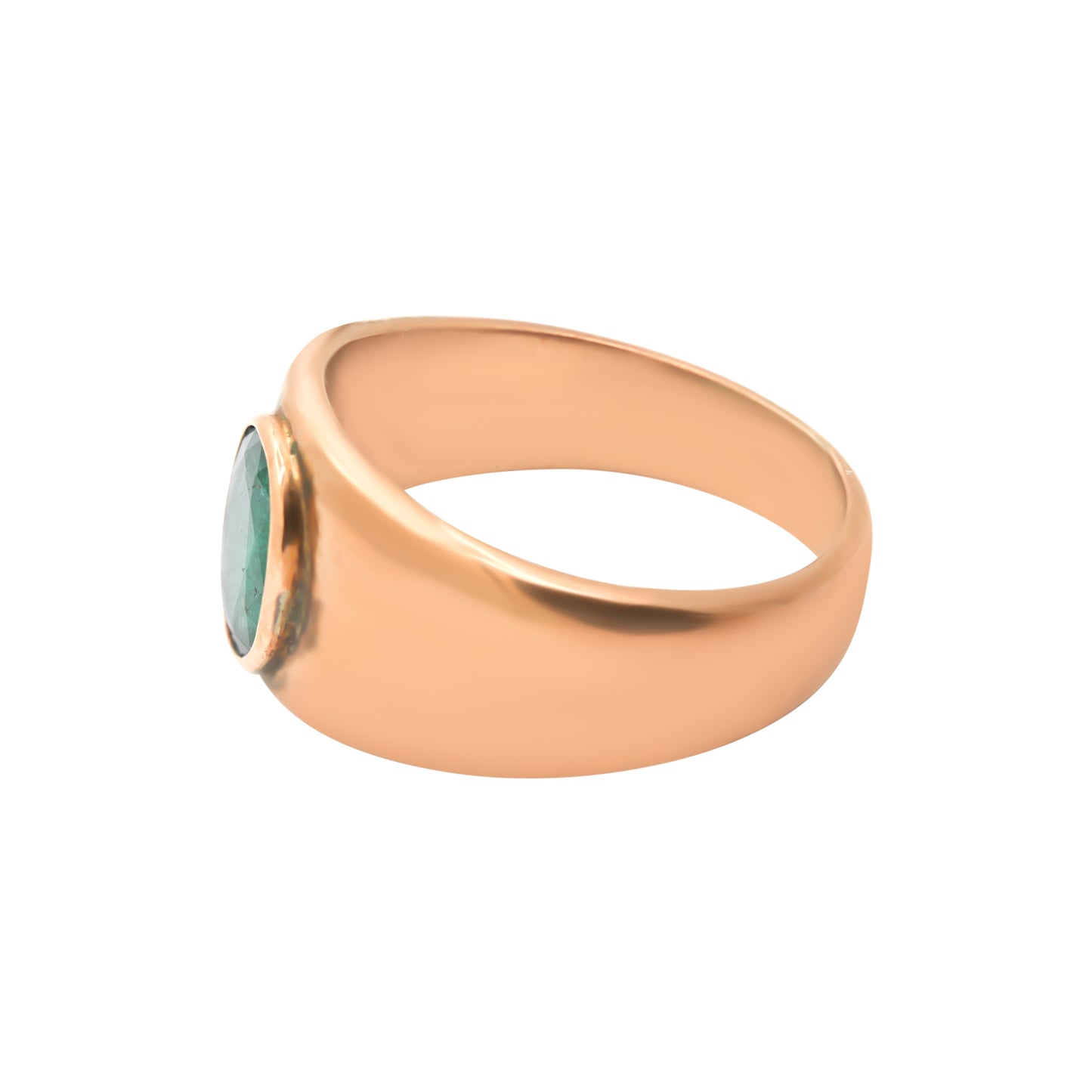 Oval Shaped Natural Emerald 18k Rose Gold Ring