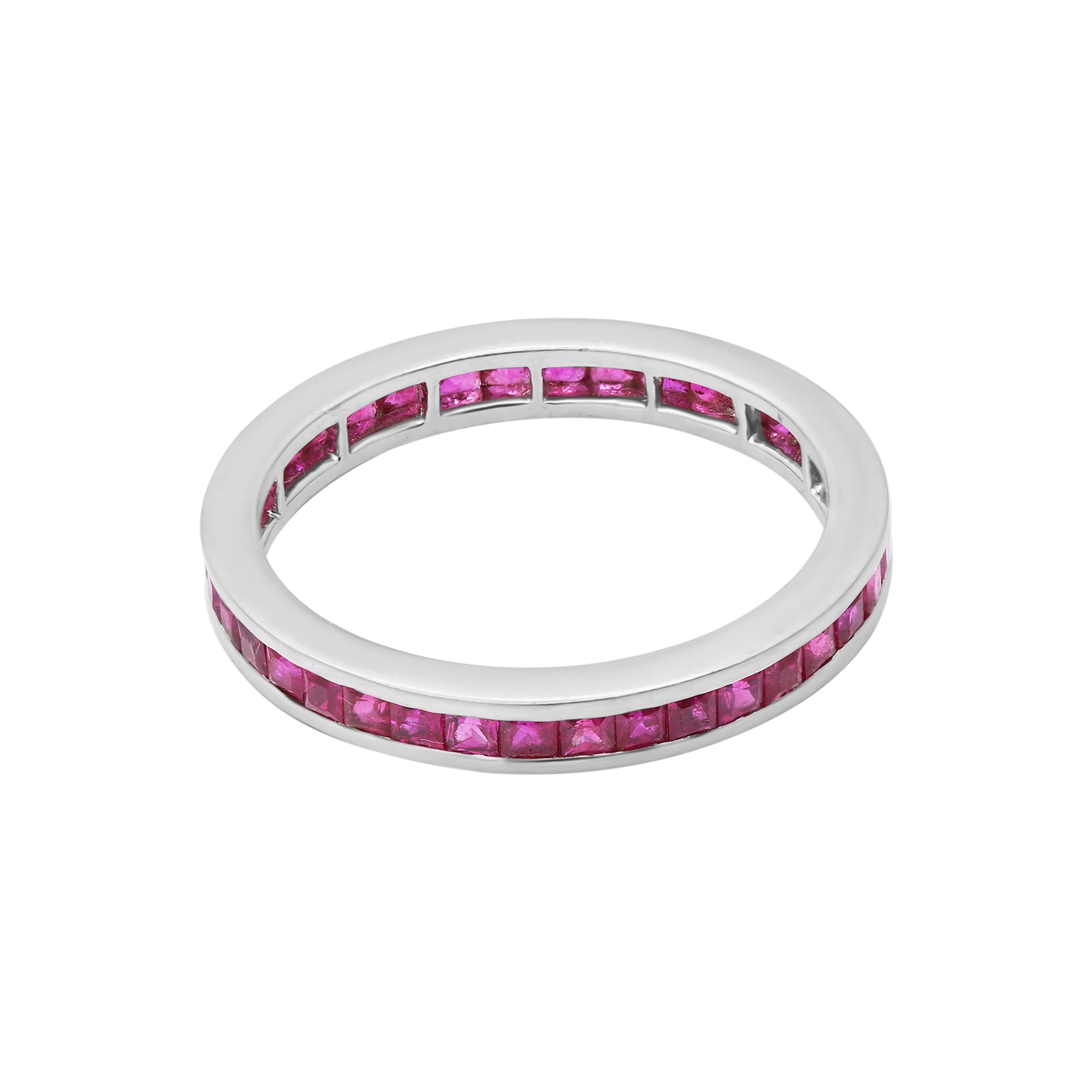 Natural Ruby Band In 18k White Gold Ring