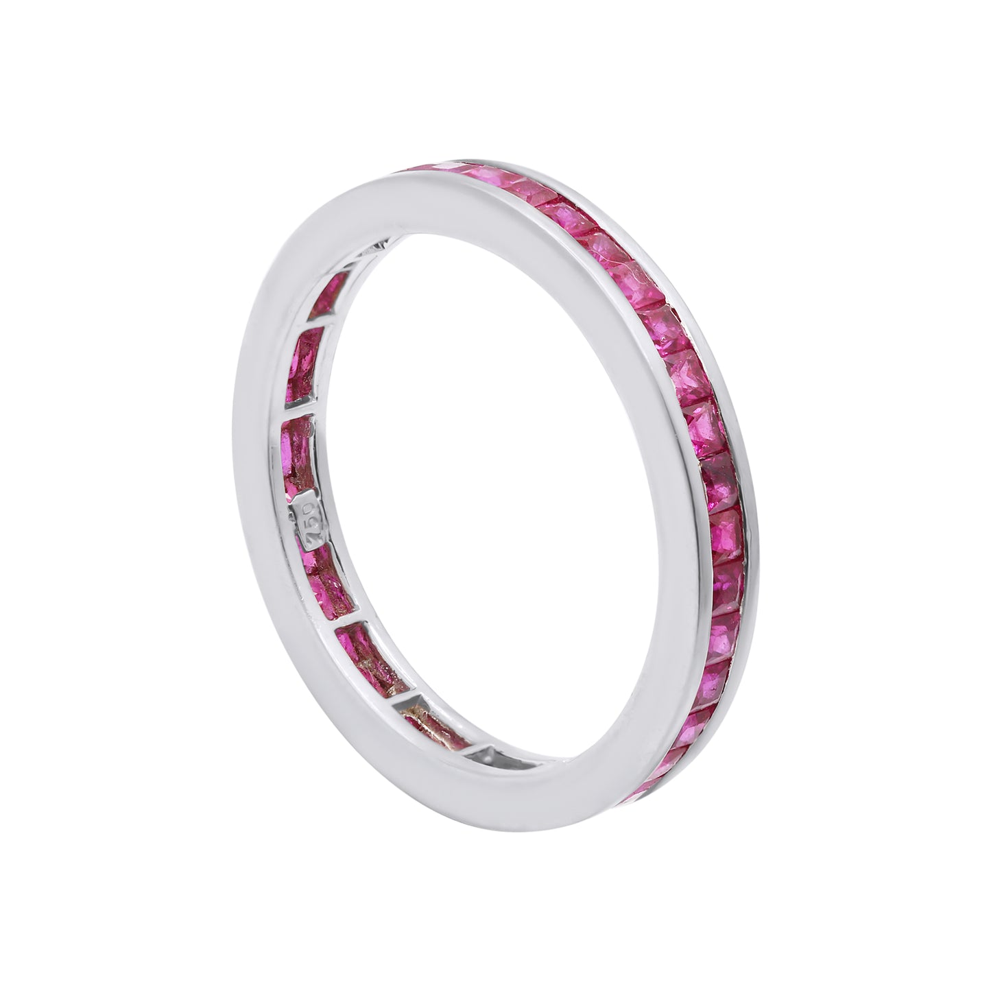 Natural Ruby Band In 18k White Gold Ring