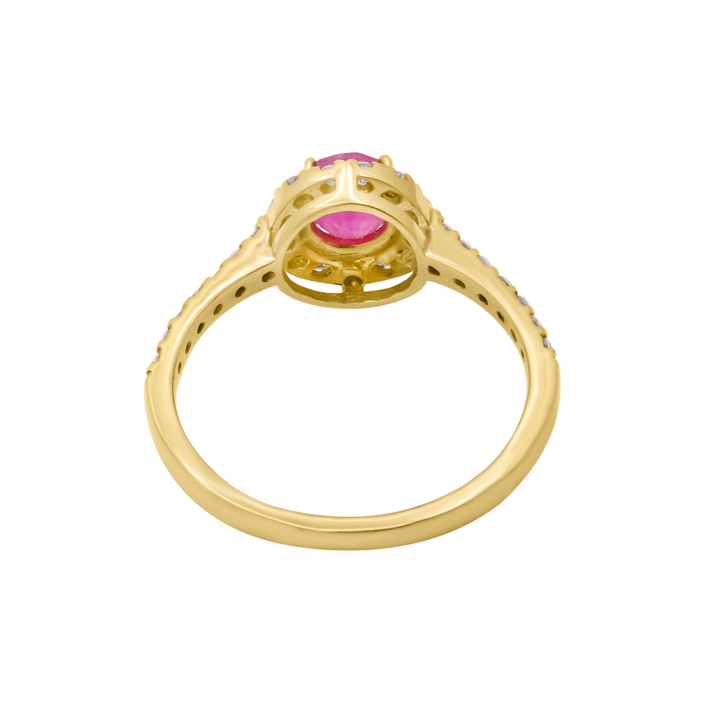 18k Yellow Gold Natural Round Ruby And Diamond Yellow Gold Ring