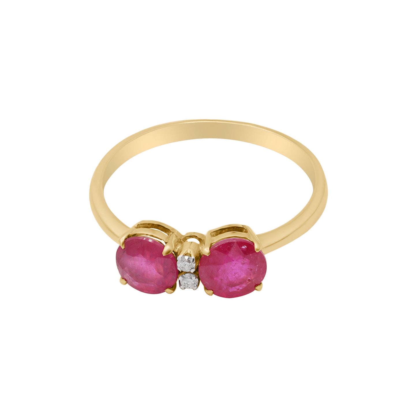 18k Yellow Gold Natural Round Ruby With Diamond Ring