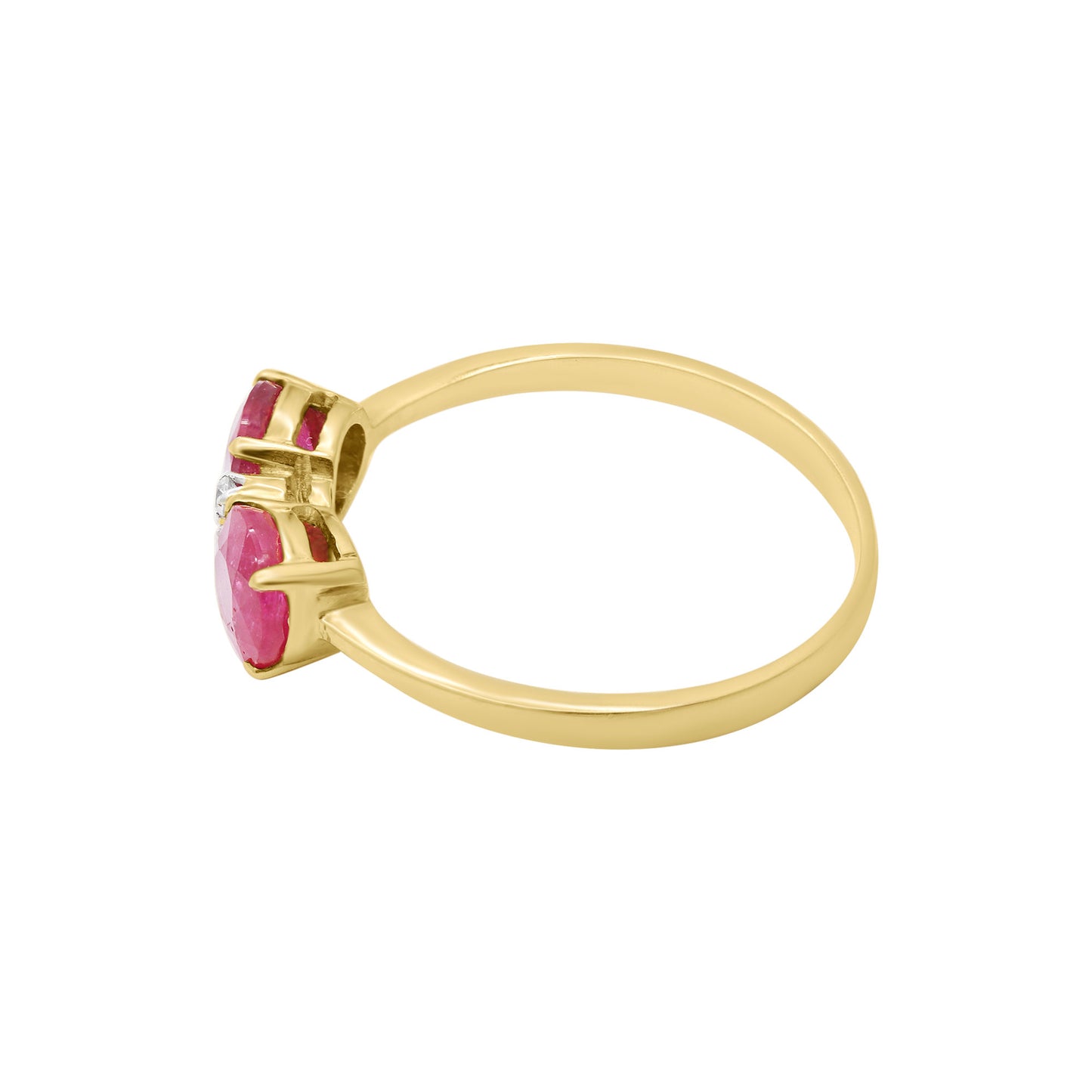 18k Yellow Gold Natural Round Ruby With Diamond Ring