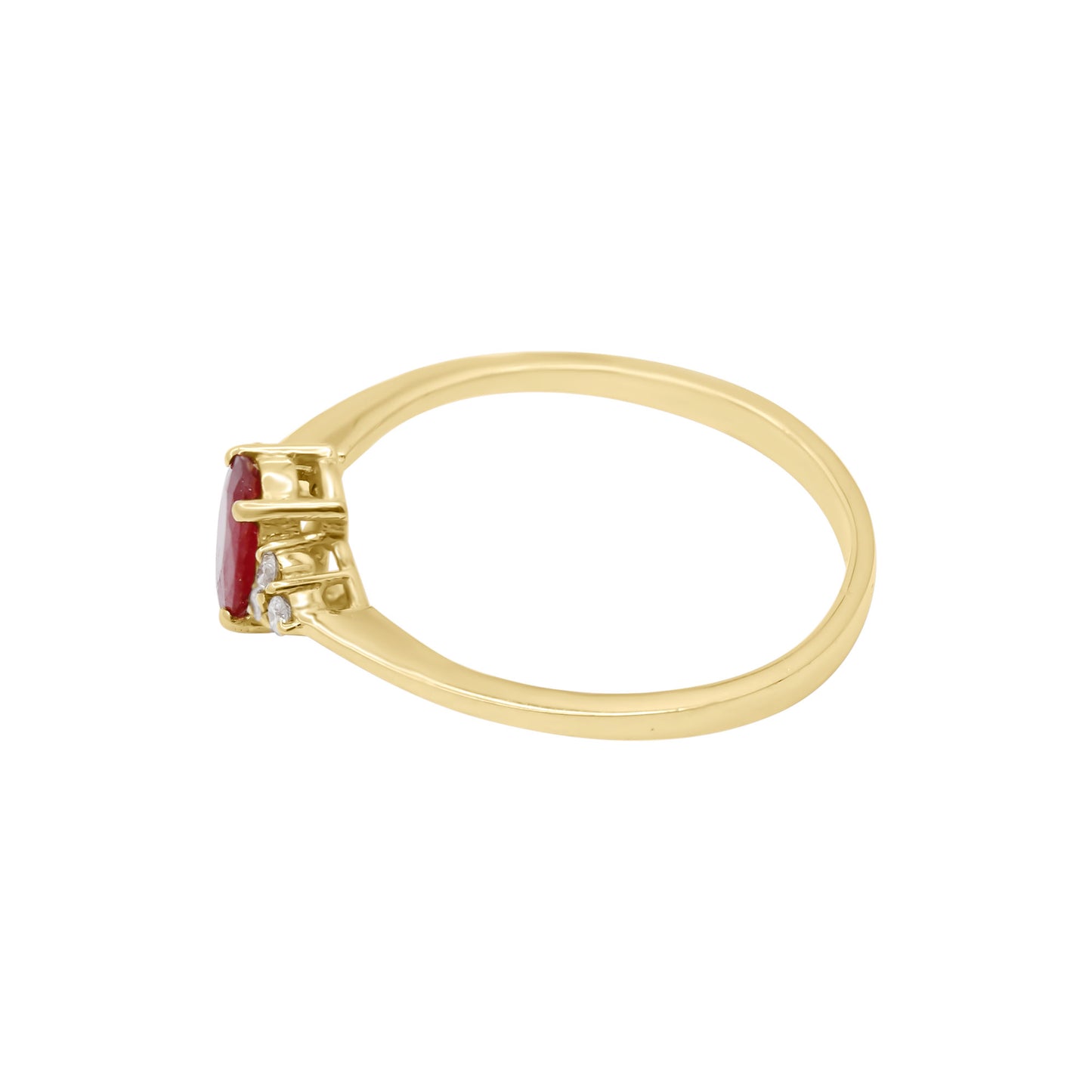 14k Yellow Gold Natural Ruby Oval Cut Gemstone With Diamond Gold Ring