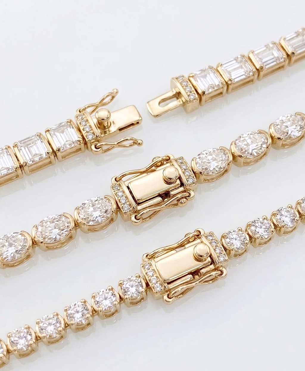 CZ Tennis Bracelet, Oval Cut CZ 925 Sterling Silver Bracelet, Gold Finish Tennis Jewelry, Sparkling Bridal Bracelet, Gift for Her