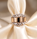 CZ Statement Ring, 925 Sterling Silver Wide Band Ring, Floral Leaf CZ Ring, Rose Gold Plated Cocktail Ring, Sparkling Wedding Ring for Women