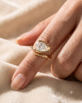 Pear Cut CZ Adjustable Ring, 925 Sterling Silver Wrap Ring, Yellow Gold Plated Open Ring, Teardrop Statement Ring, Gift for Her