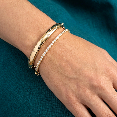 CZ Bangle Bracelet, 925 Sterling Silver Hinged Bangle, Round CZ Statement Bracelet, Minimalist Bridal Jewelry, Gift for Her