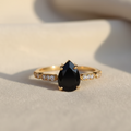 Natural Black Onyx Ring | Handmade 925 Sterling Silver CZ Ring | Minimalist Fine Jewelry.