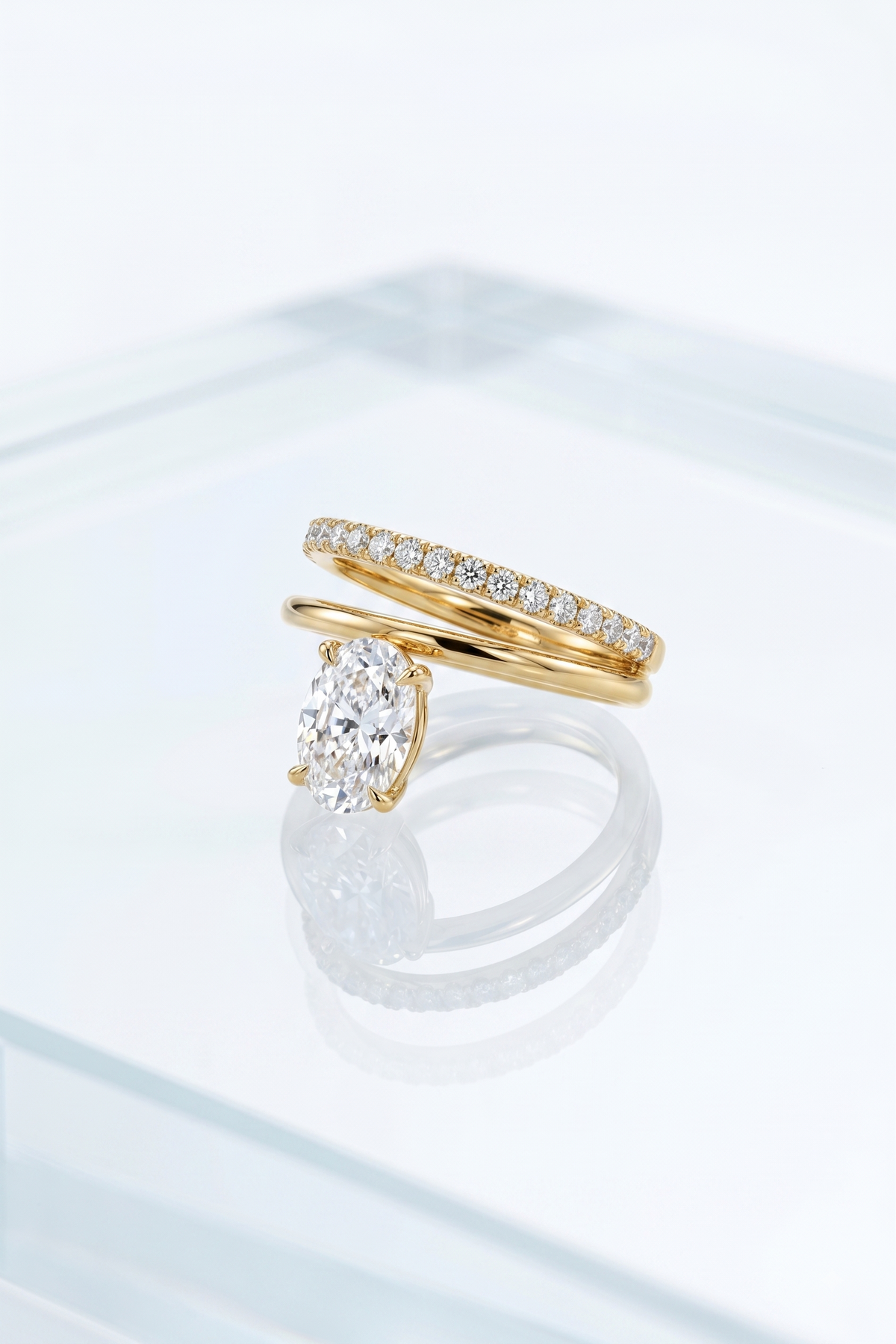 CZ Stacking Band Ring, 925 Sterling Silver Stackable Ring, Oval CZ Engagement Ring, Eternity Wedding Band, Bridal Ring Set for Women