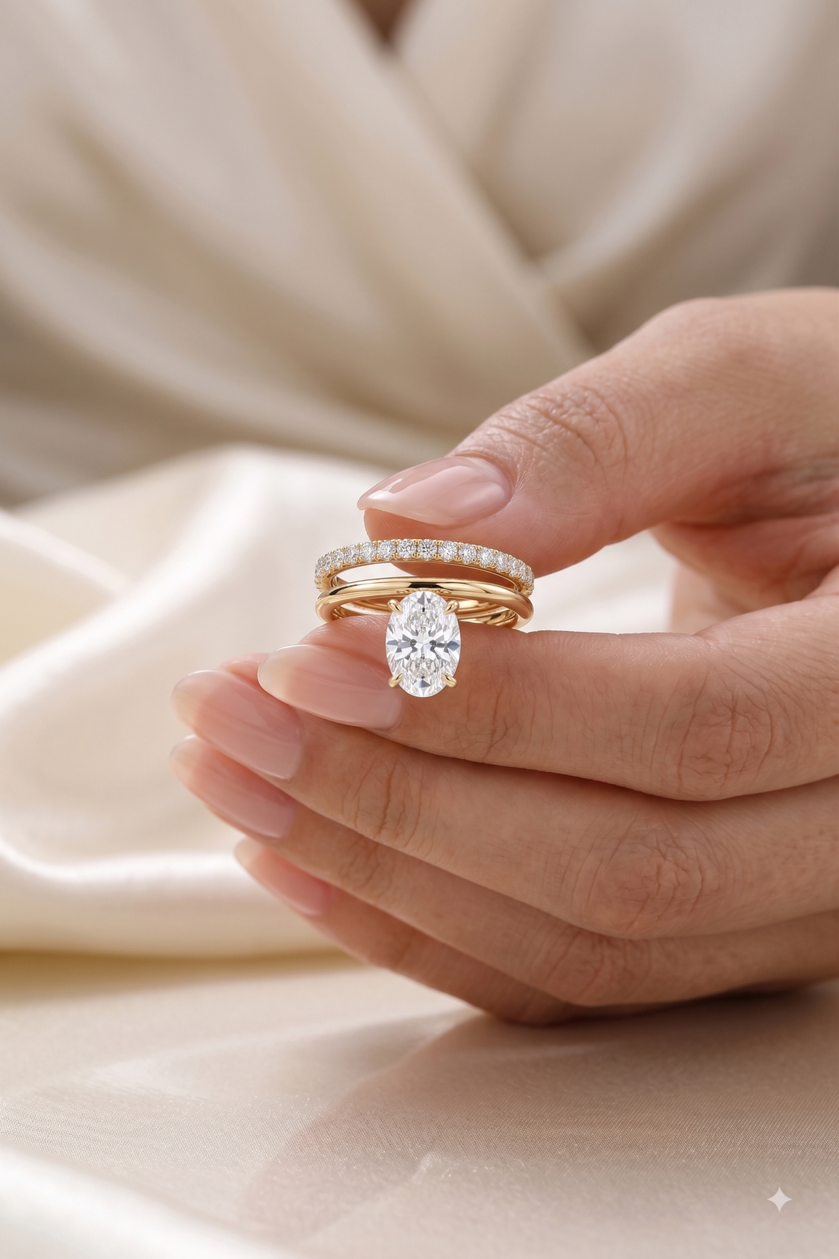 CZ Stacking Band Ring, 925 Sterling Silver Stackable Ring, Oval CZ Engagement Ring, Eternity Wedding Band, Bridal Ring Set for Women