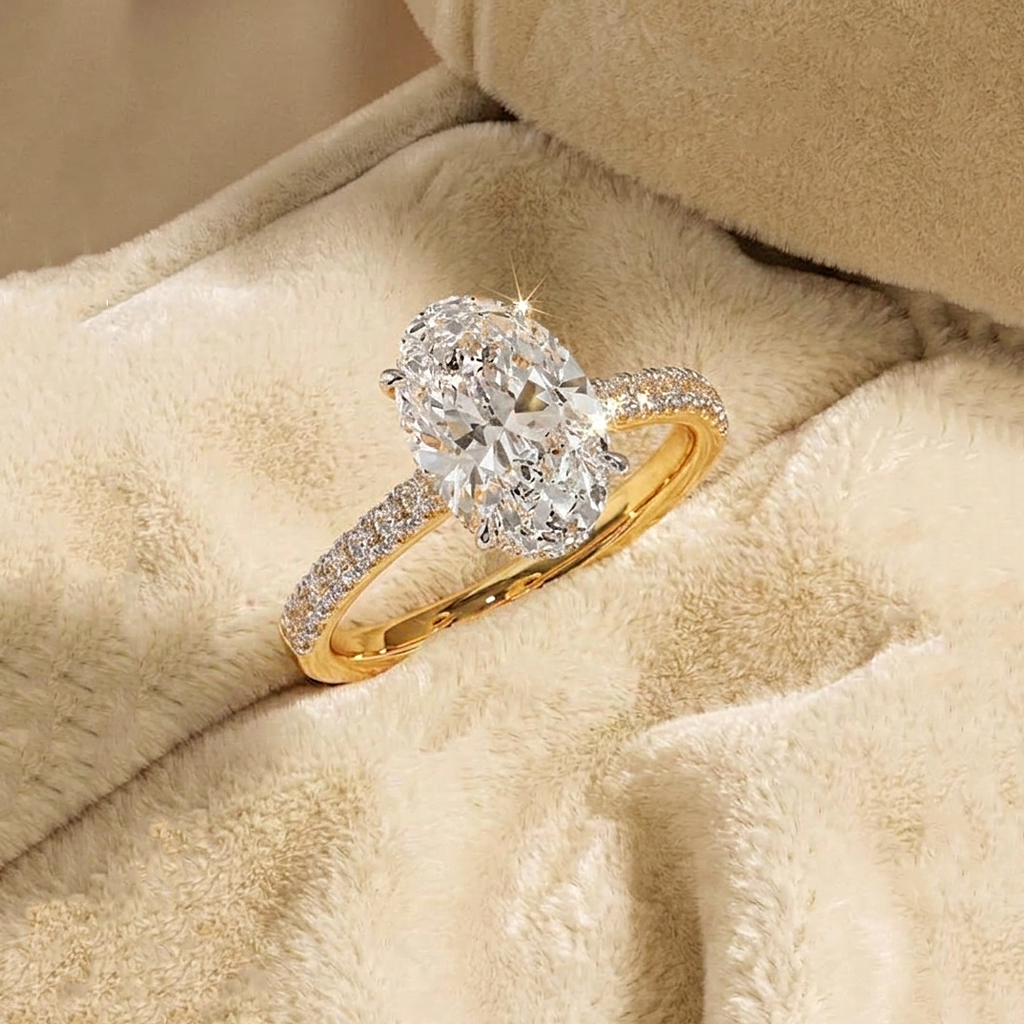 CZ Stacking Band Ring, 925 Sterling Silver Oval CZ Engagement Ring, Yellow Gold Plated Bridal Ring Set, Sparkling Wedding Ring for Women