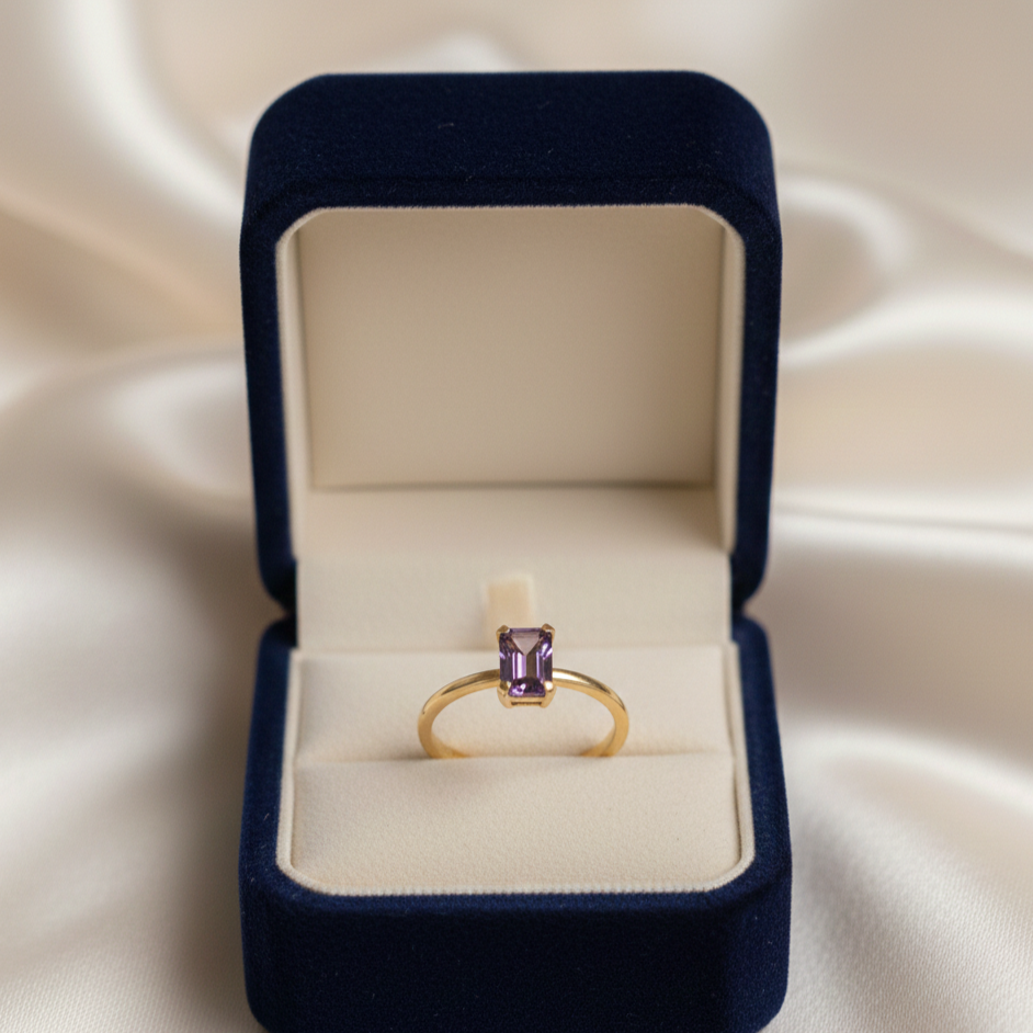 Natural Amethyst Ring | Custome Birthstone Sterling Silver Ring | Handmade Minimalist Fine Jewelry.