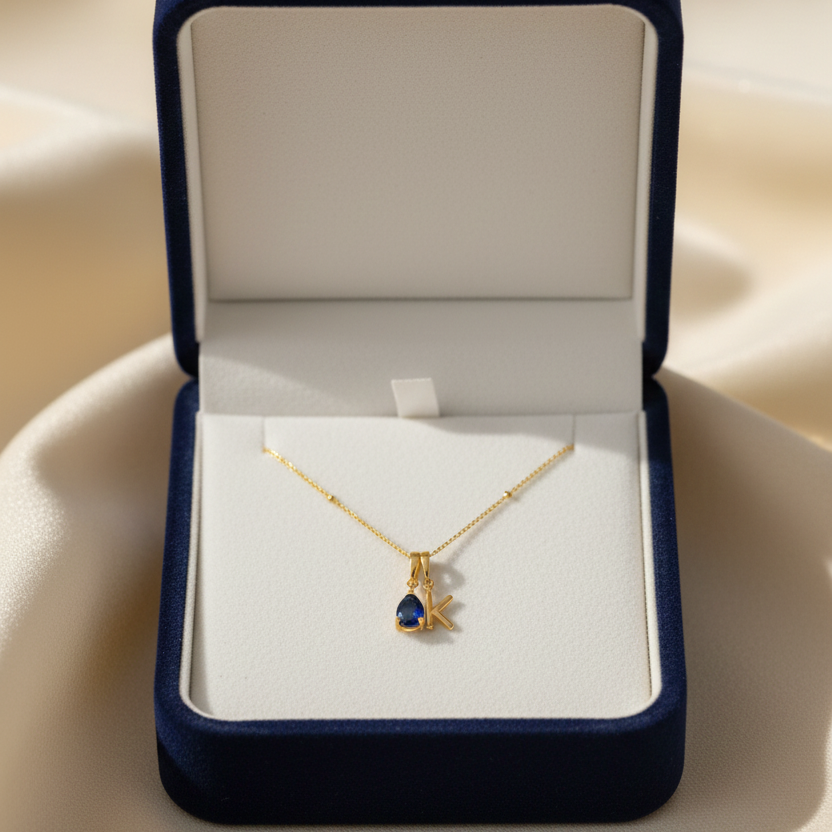 Personalized Name Latter & Birthstone Pendant | Handmade 925 Sterling Silver Pendant | Minimalist Jewelry Gift.