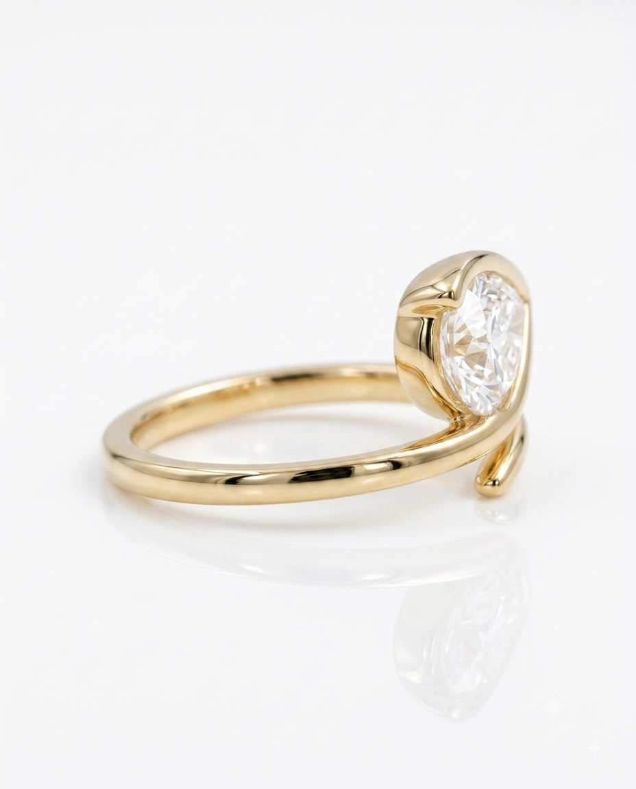 Pear Cut CZ Adjustable Ring, 925 Sterling Silver Wrap Ring, Yellow Gold Plated Open Ring, Teardrop Statement Ring, Gift for Her