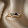 Blue Sapphire & Aquamarine Infinity Ring | Handmade Yellow Gold Plated Ring | Minimalist Jewelry | Birthday Gift.