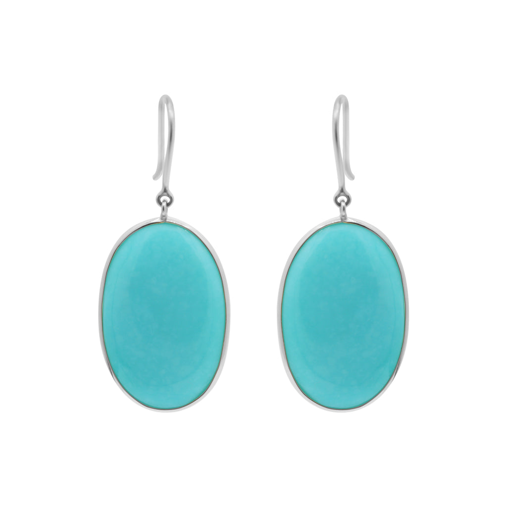 18k Gold Natural Turquoise Handmade Drop Earring