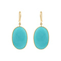 18k Gold Natural Turquoise Handmade Drop Earring