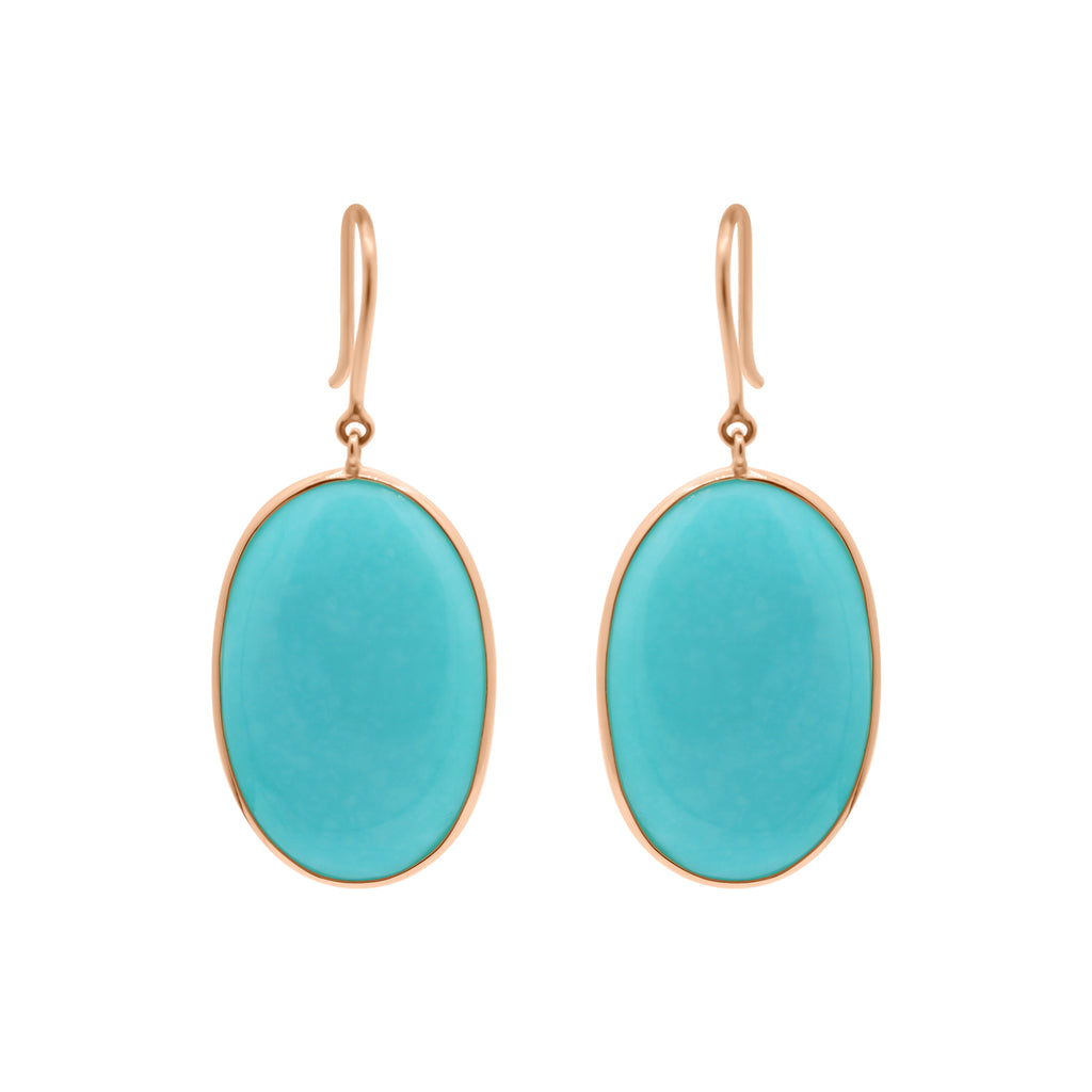 18k Gold Natural Turquoise Handmade Drop Earring
