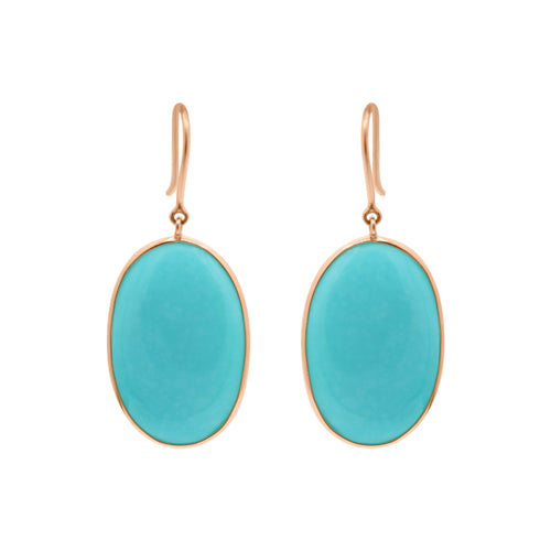 18k Gold Natural Turquoise Handmade Drop Earring