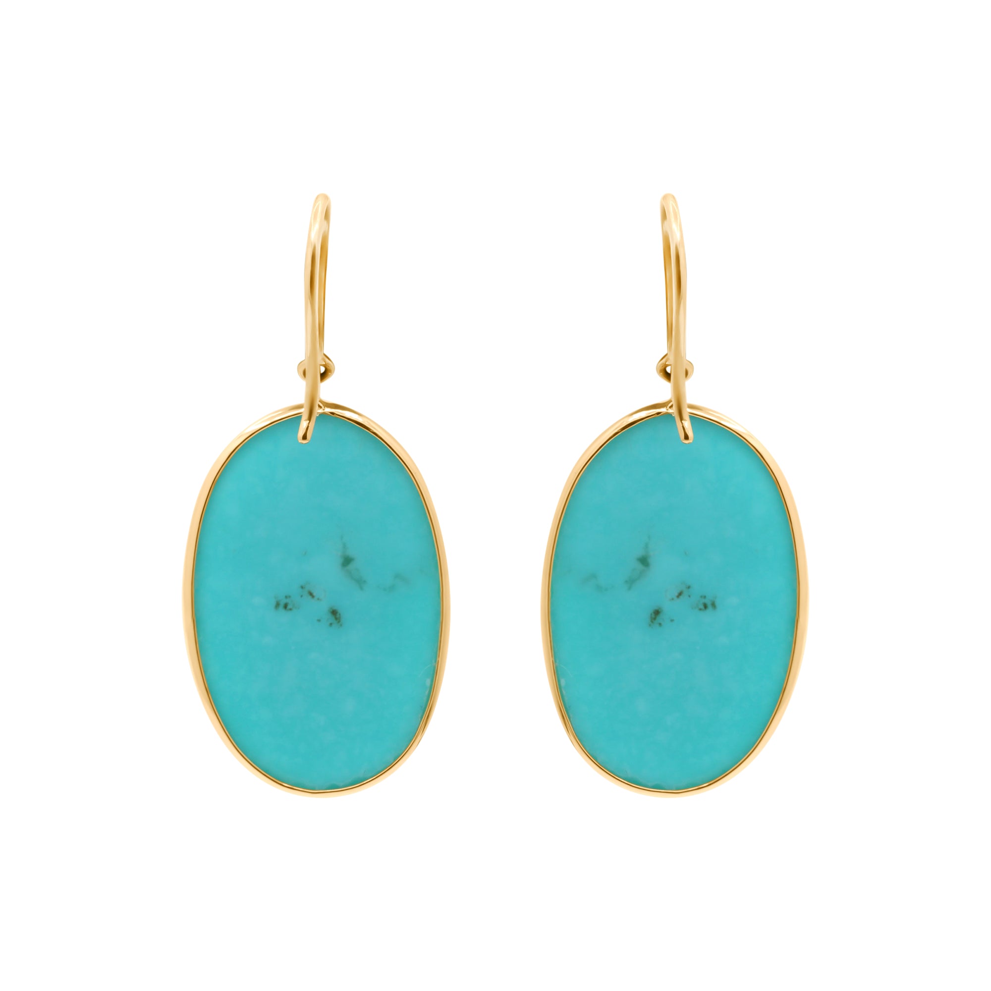 18k Gold Natural Turquoise Handmade Drop Earring