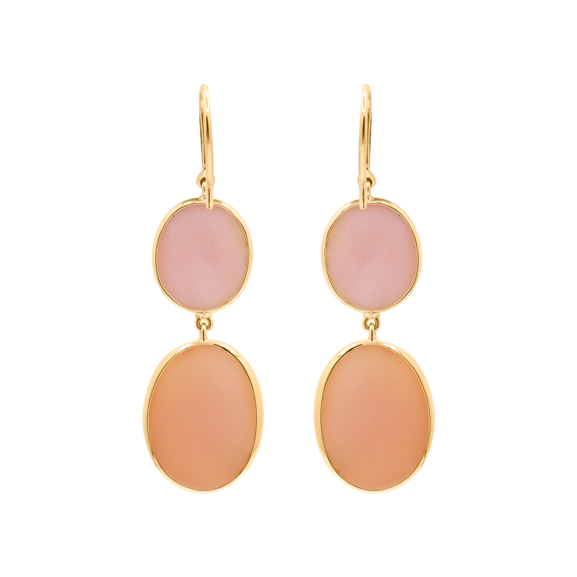 Natural Pink Opal Gemstone Drop Dangle Earring In 18k Yellow Gold