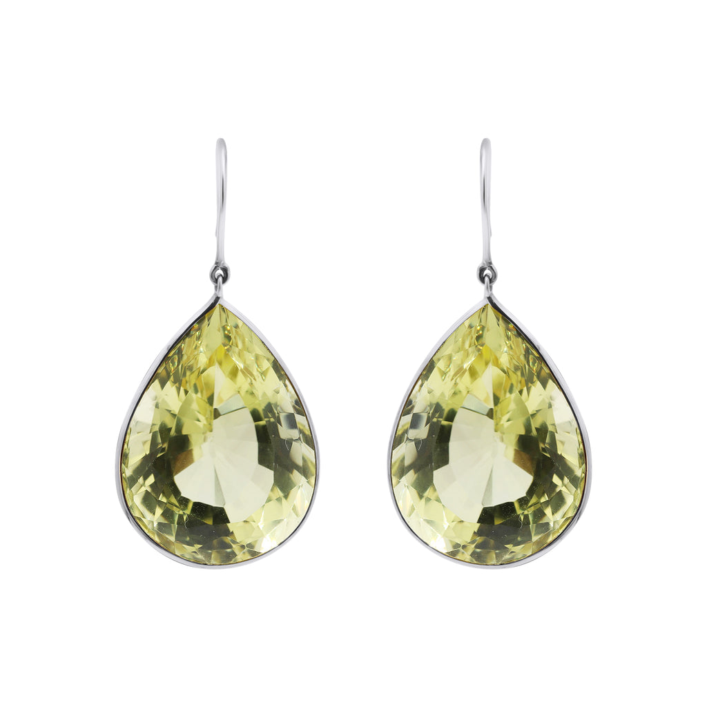Natural Peridot Gemstone Drop Dangle Earring In 14k Yellow Gold