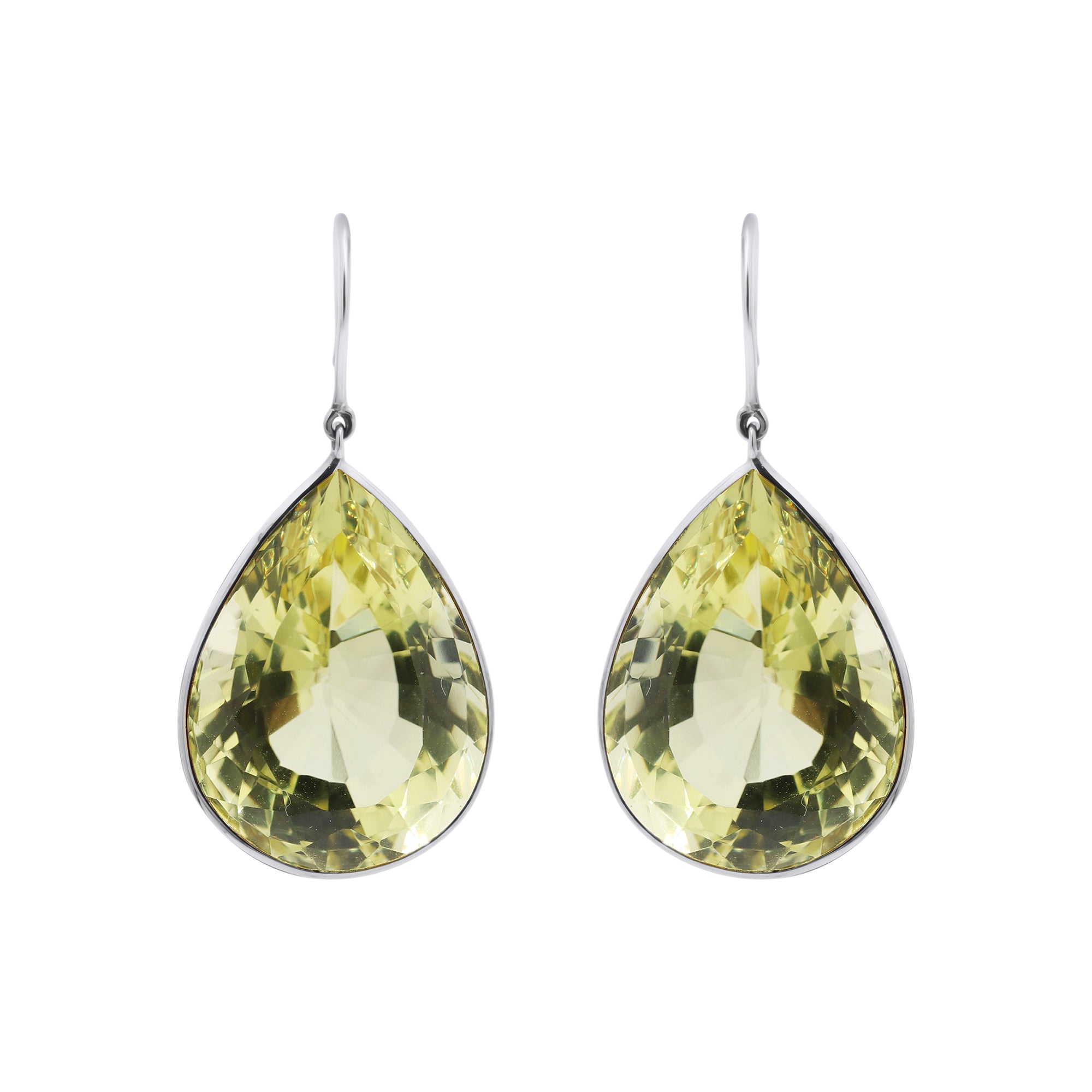 Natural Peridot Gemstone Drop Dangle Earring In 14k Yellow Gold