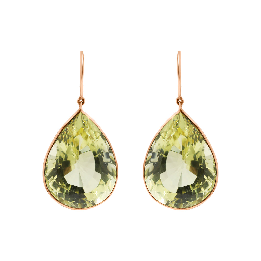 Natural Peridot Gemstone Drop Dangle Earring In 14k Yellow Gold