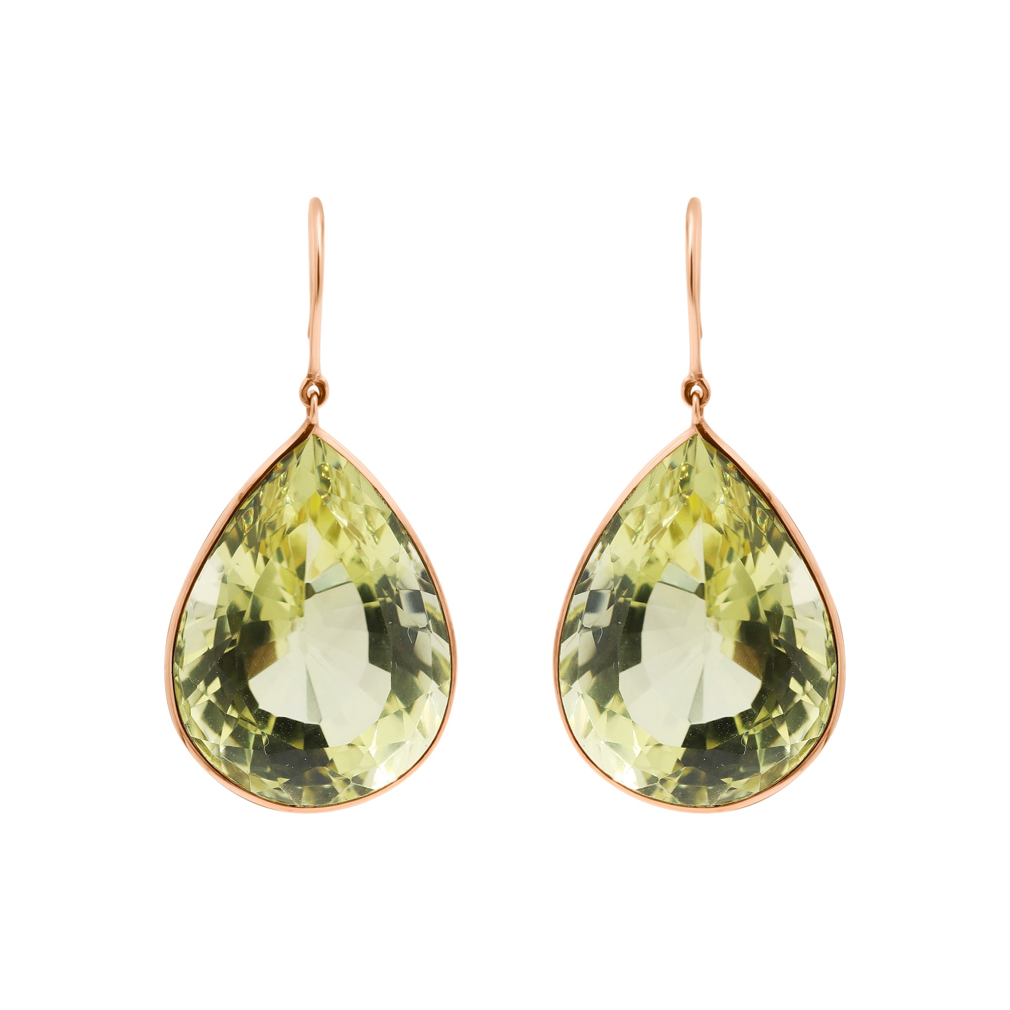 Natural Peridot Gemstone Drop Dangle Earring In 14k Yellow Gold