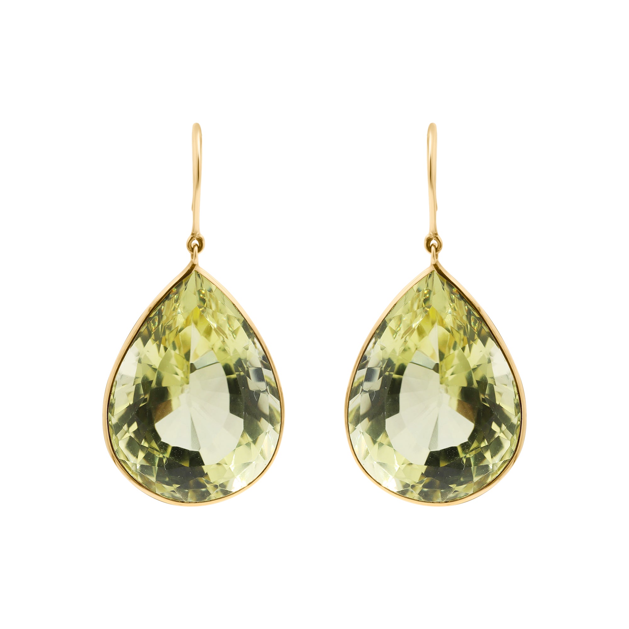 Natural Peridot Gemstone Drop Dangle Earring In 14k Yellow Gold