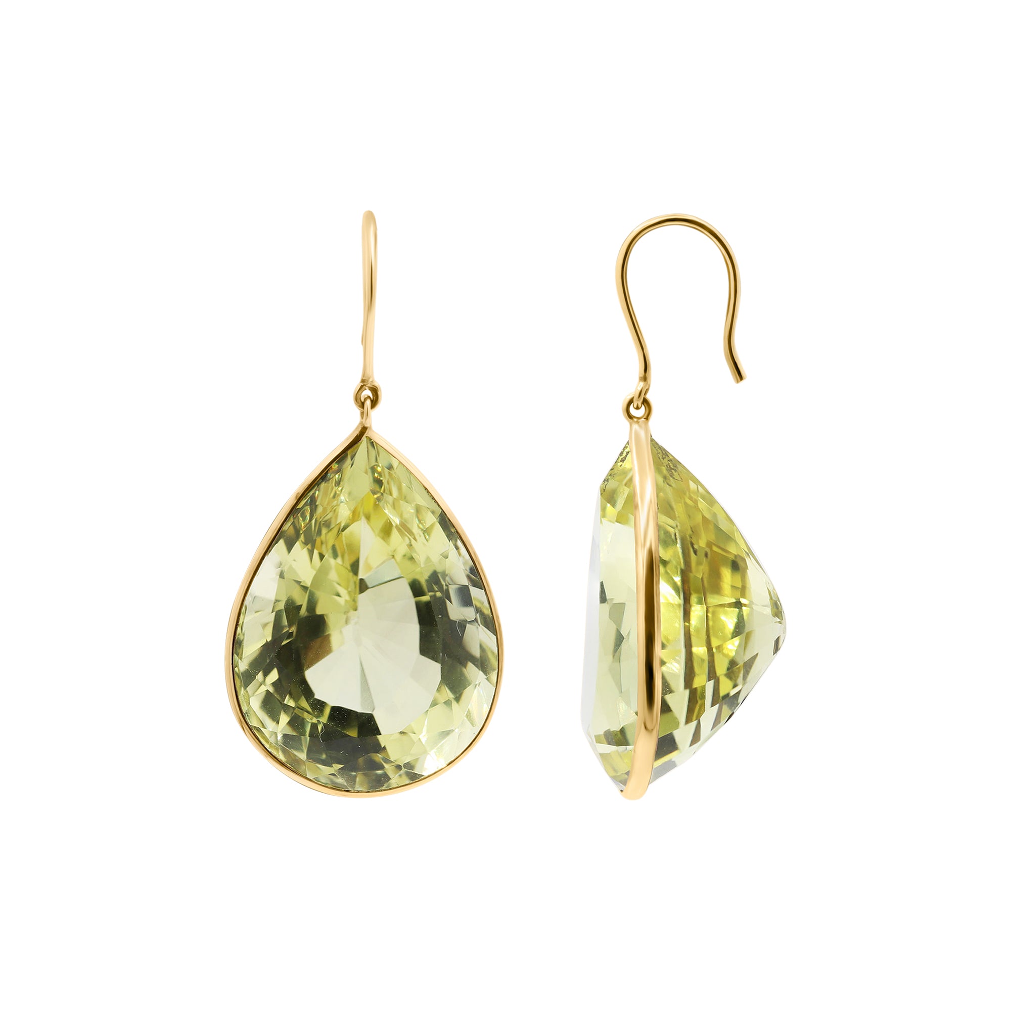 Natural Peridot Gemstone Drop Dangle Earring In 14k Yellow Gold
