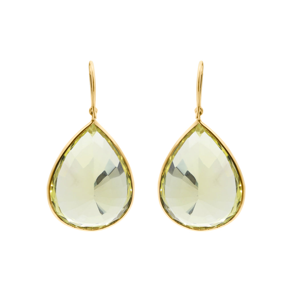 Natural Peridot Gemstone Drop Dangle Earring In 14k Yellow Gold