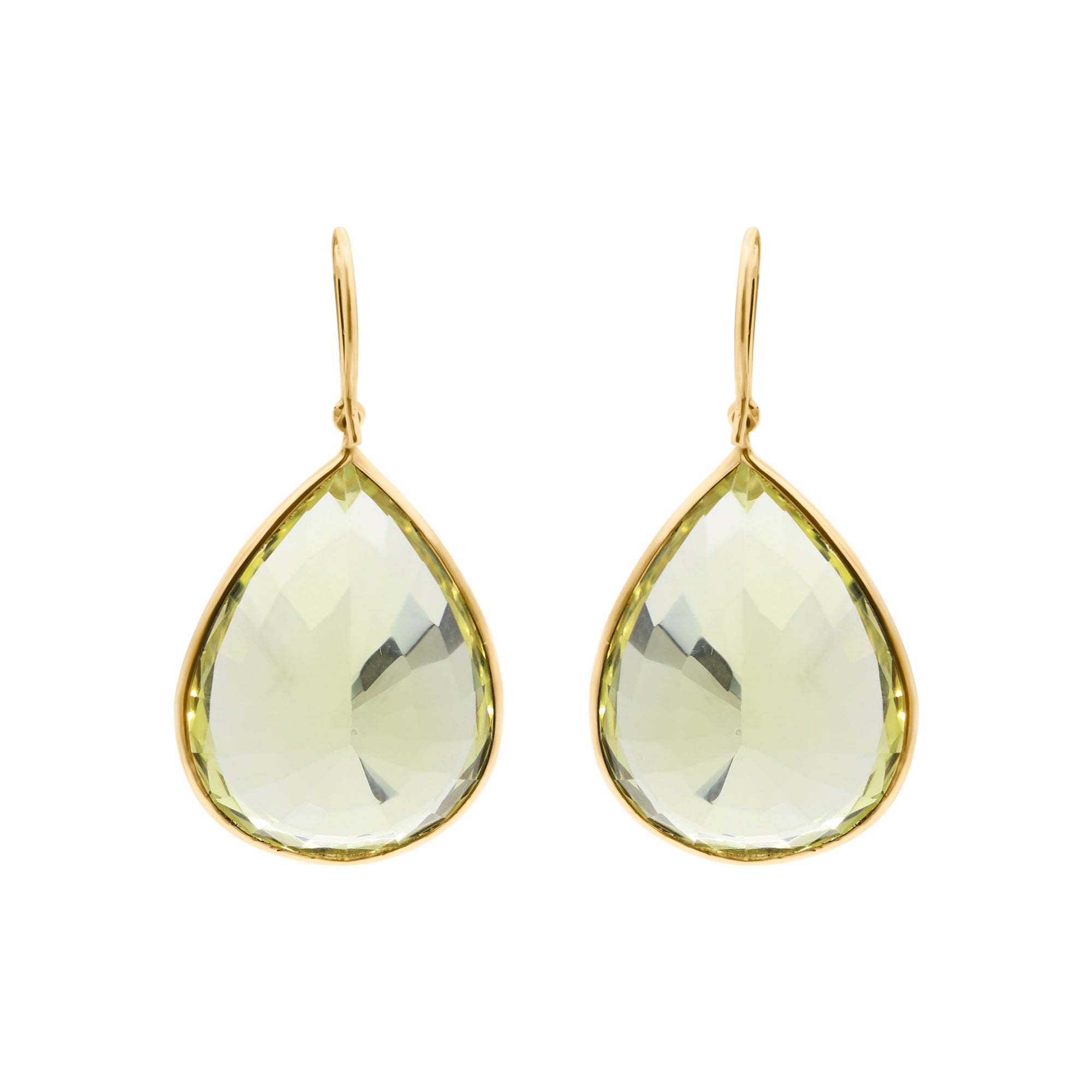 Natural Peridot Gemstone Drop Dangle Earring In 14k Yellow Gold