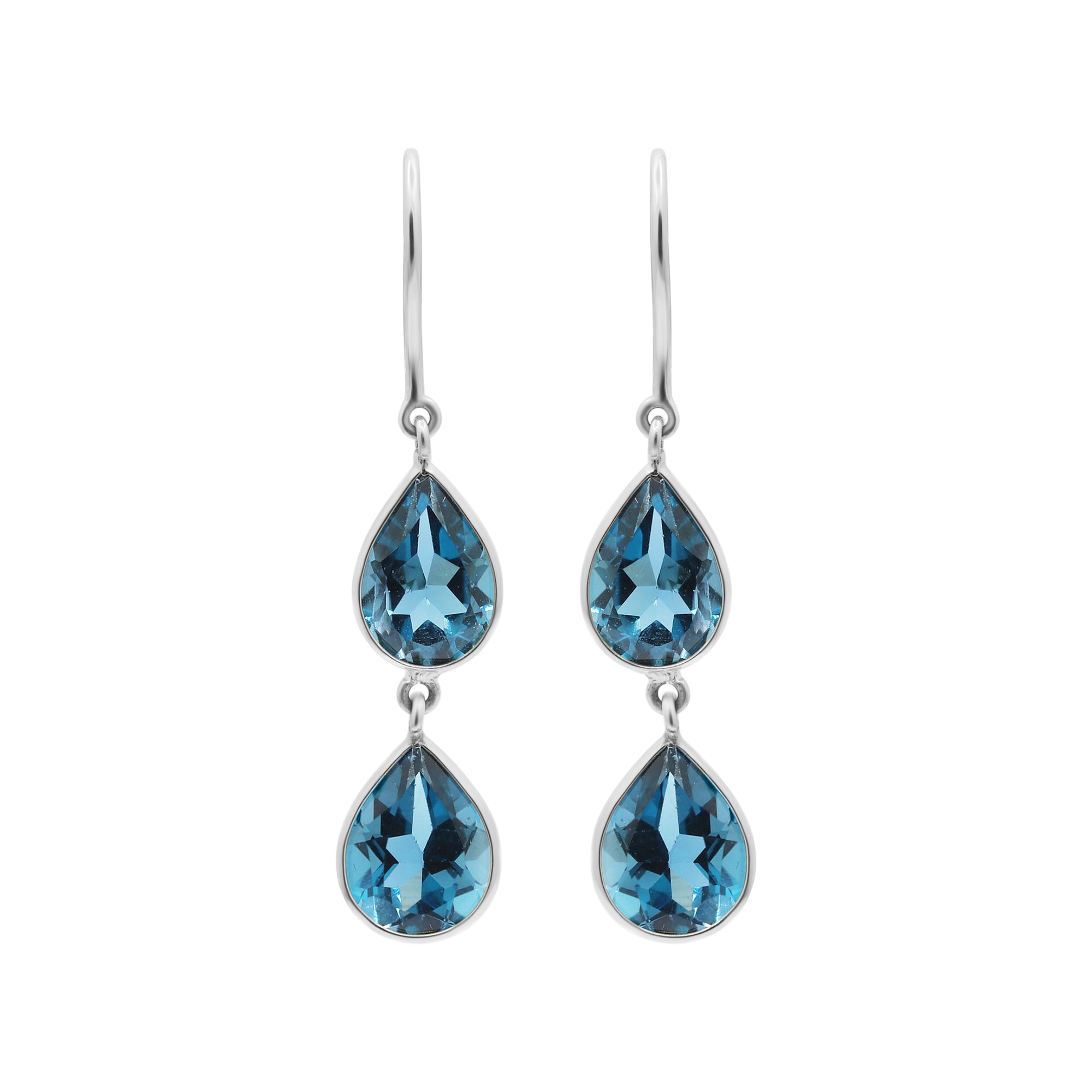 London Blue Topaz Gemstone Gold Drop Dangle Earring In 18k Gold