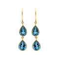 London Blue Topaz Gemstone Gold Drop Dangle Earring In 18k Gold