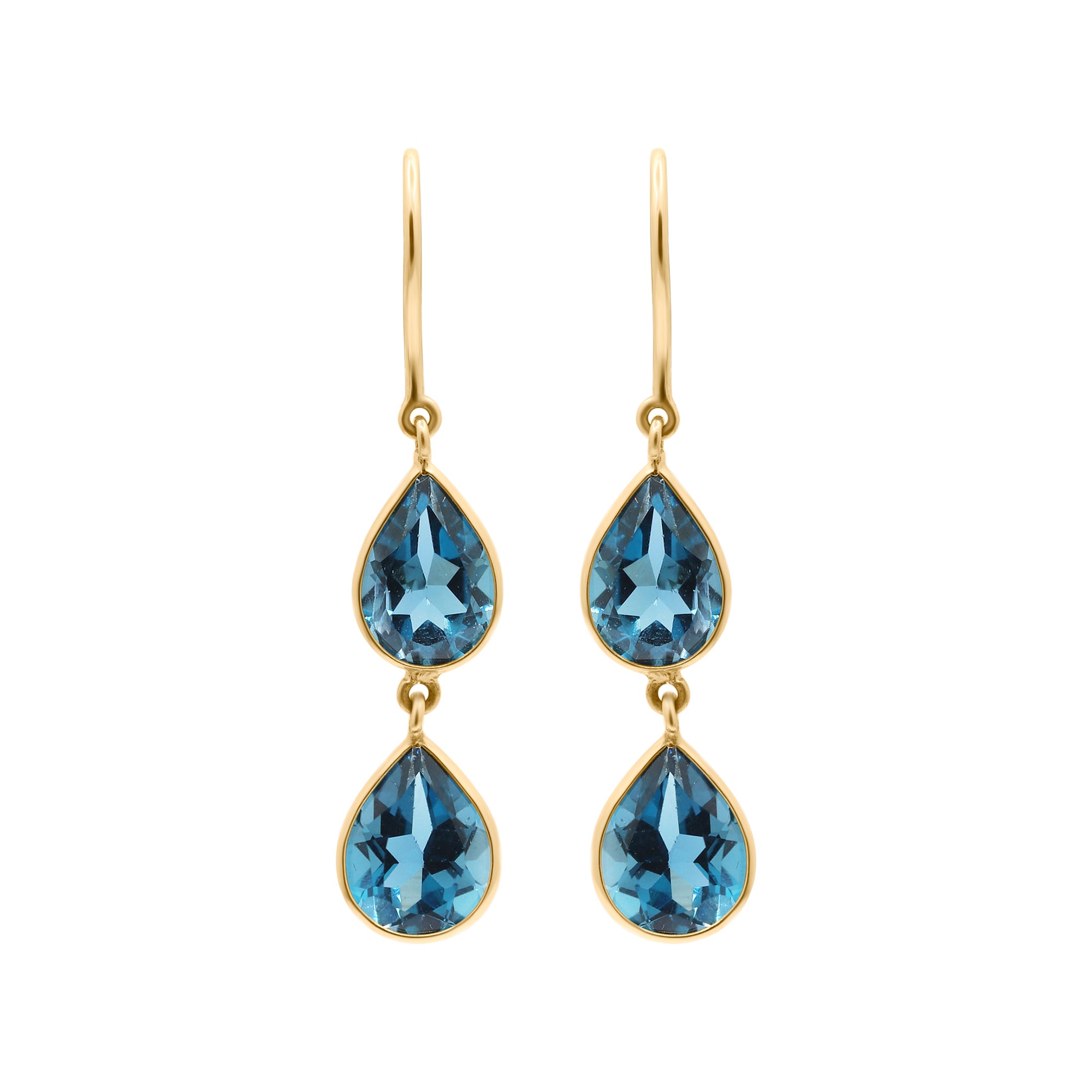 London Blue Topaz Gemstone Gold Drop Dangle Earring In 18k Gold