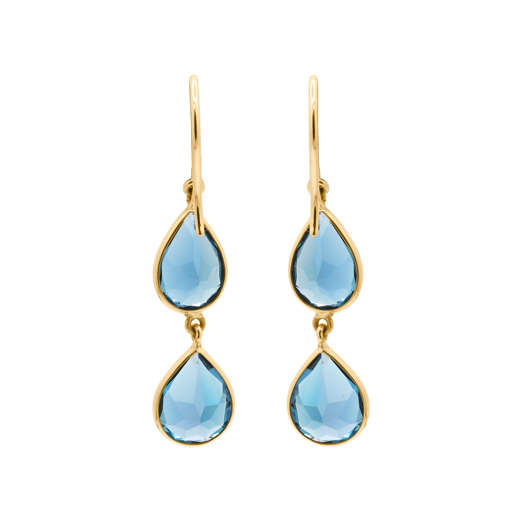London Blue Topaz Gemstone Gold Drop Dangle Earring In 18k Gold