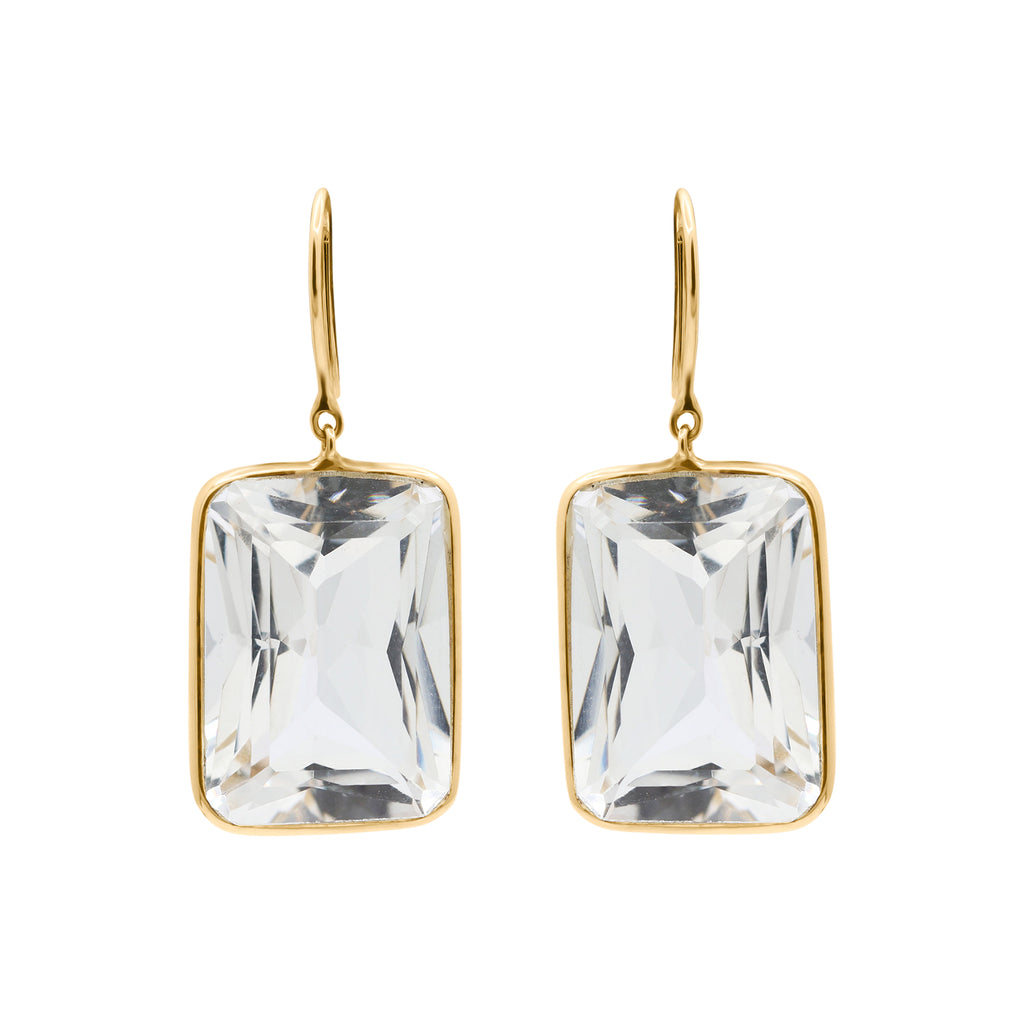 Beautiful Crystal Drop Dangle Earring In 14k Yellow Gold