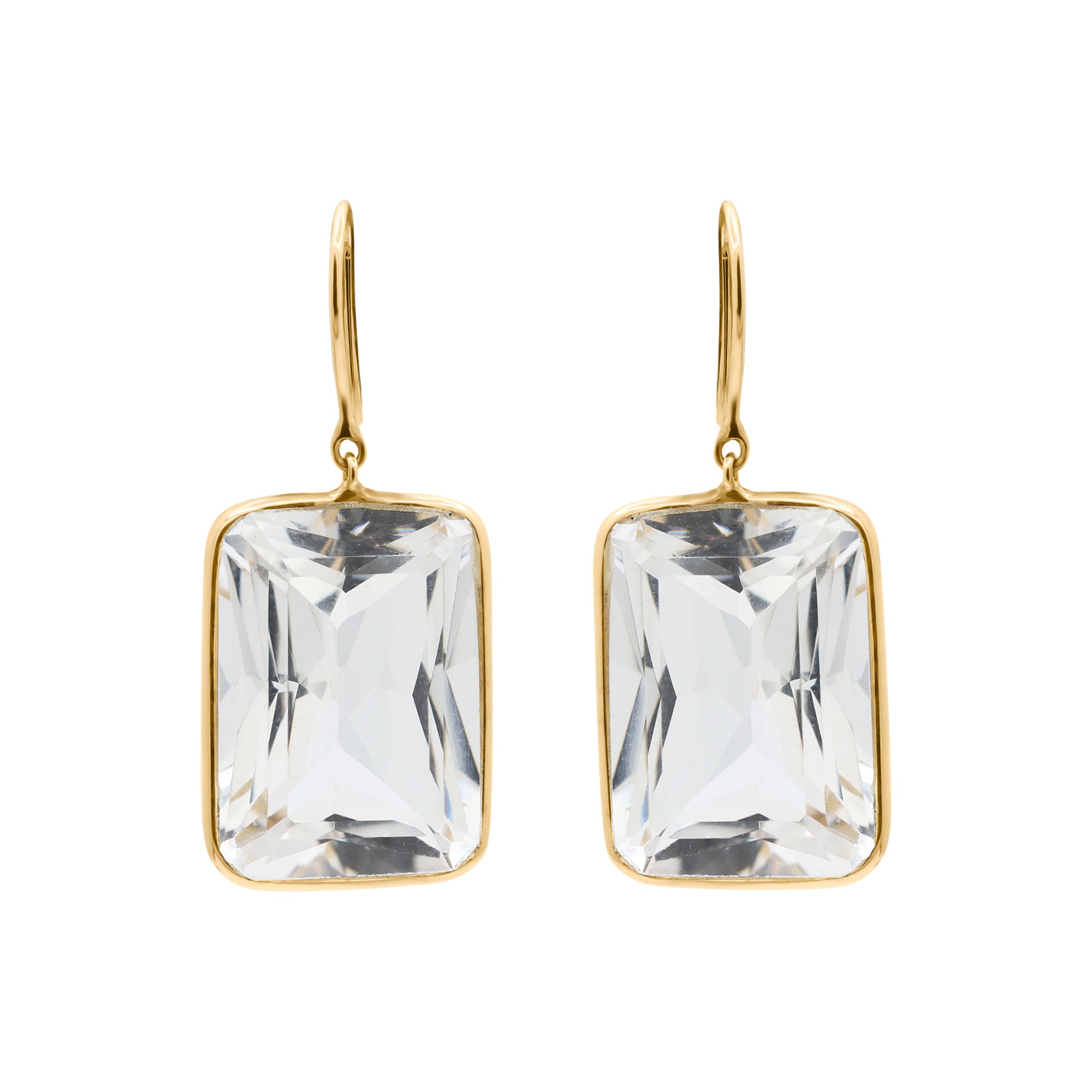 Beautiful Crystal Drop Dangle Earring In 14k Yellow Gold