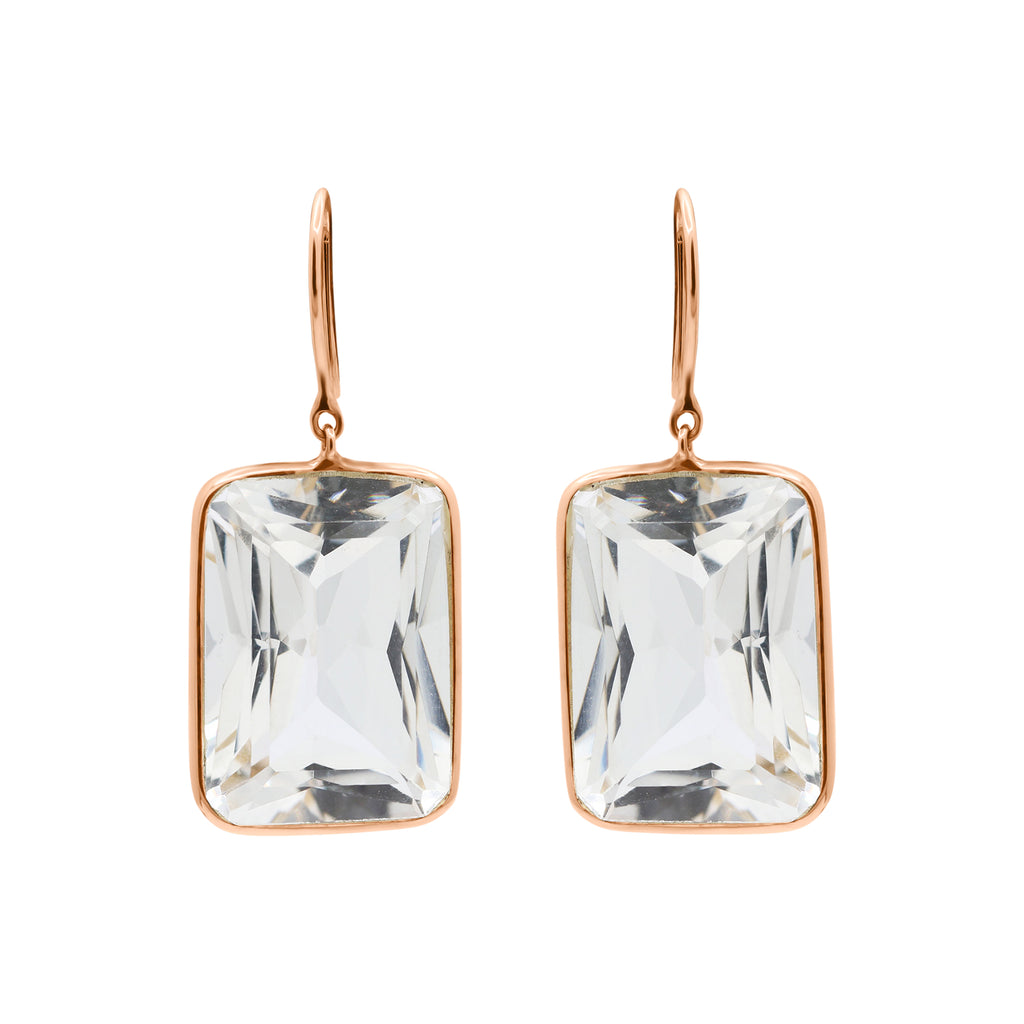 Beautiful Crystal Drop Dangle Earring In 14k Yellow Gold