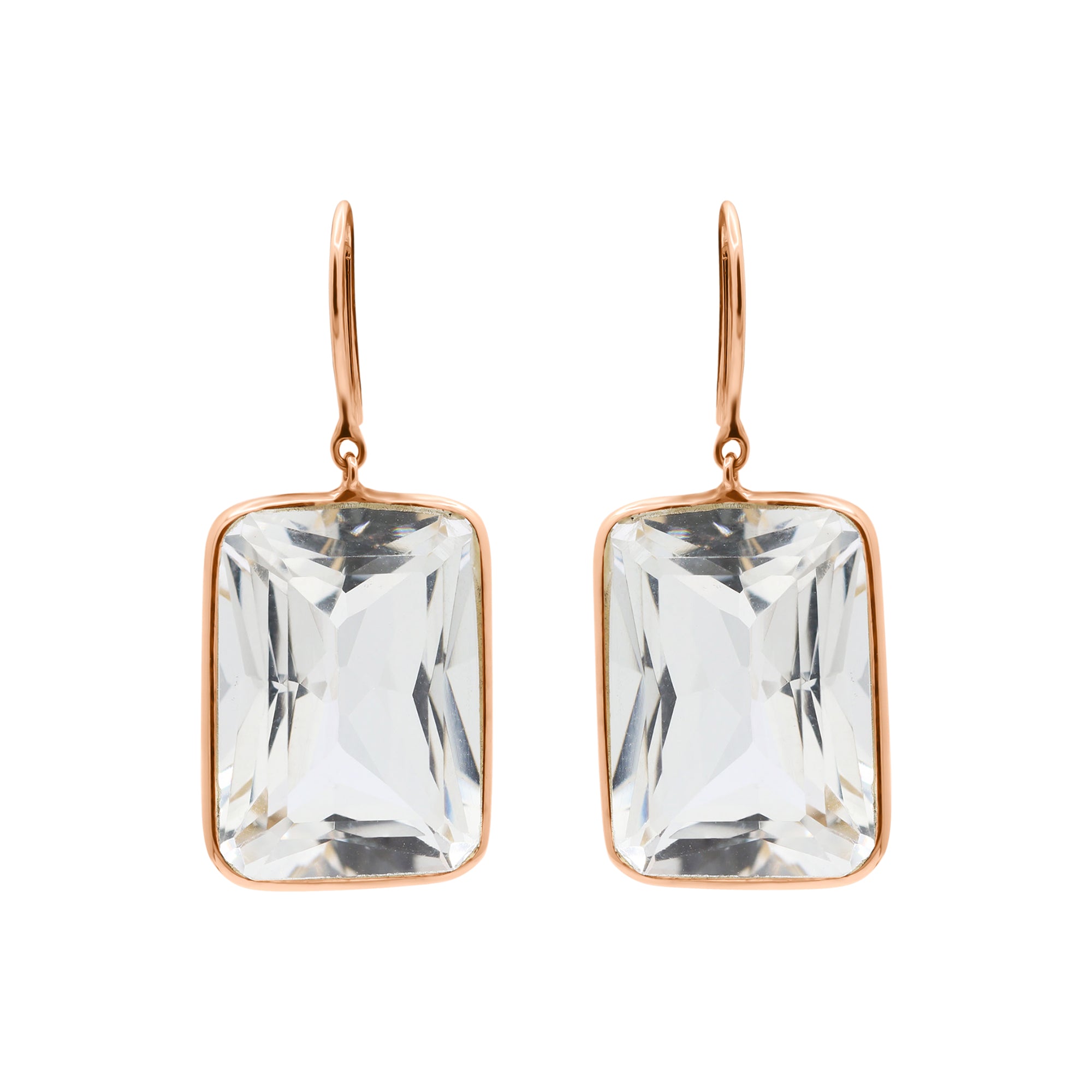 Beautiful Crystal Drop Dangle Earring In 14k Yellow Gold