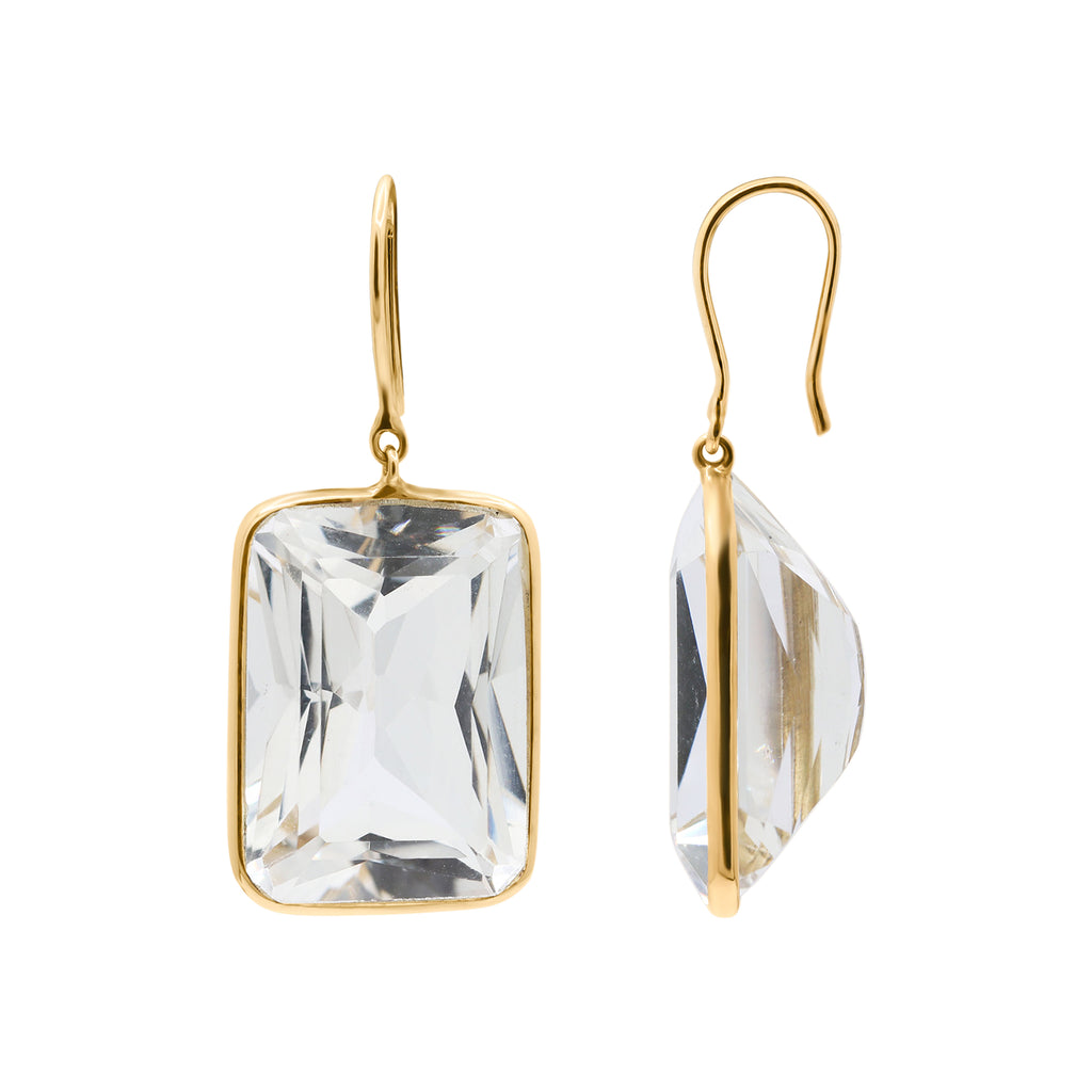 Beautiful Crystal Drop Dangle Earring In 14k Yellow Gold