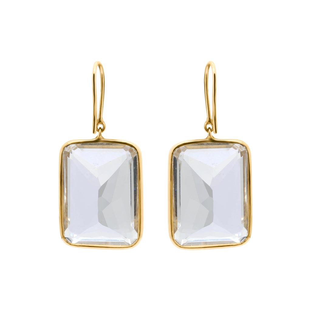Beautiful Crystal Drop Dangle Earring In 14k Yellow Gold