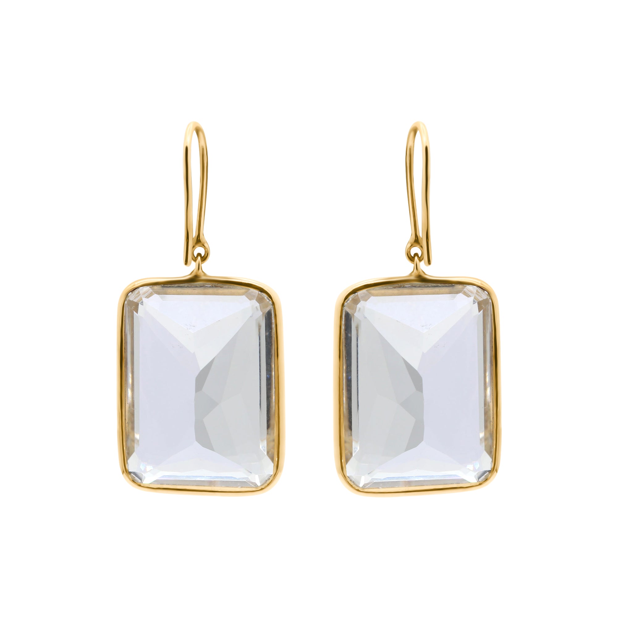 Beautiful Crystal Drop Dangle Earring In 14k Yellow Gold