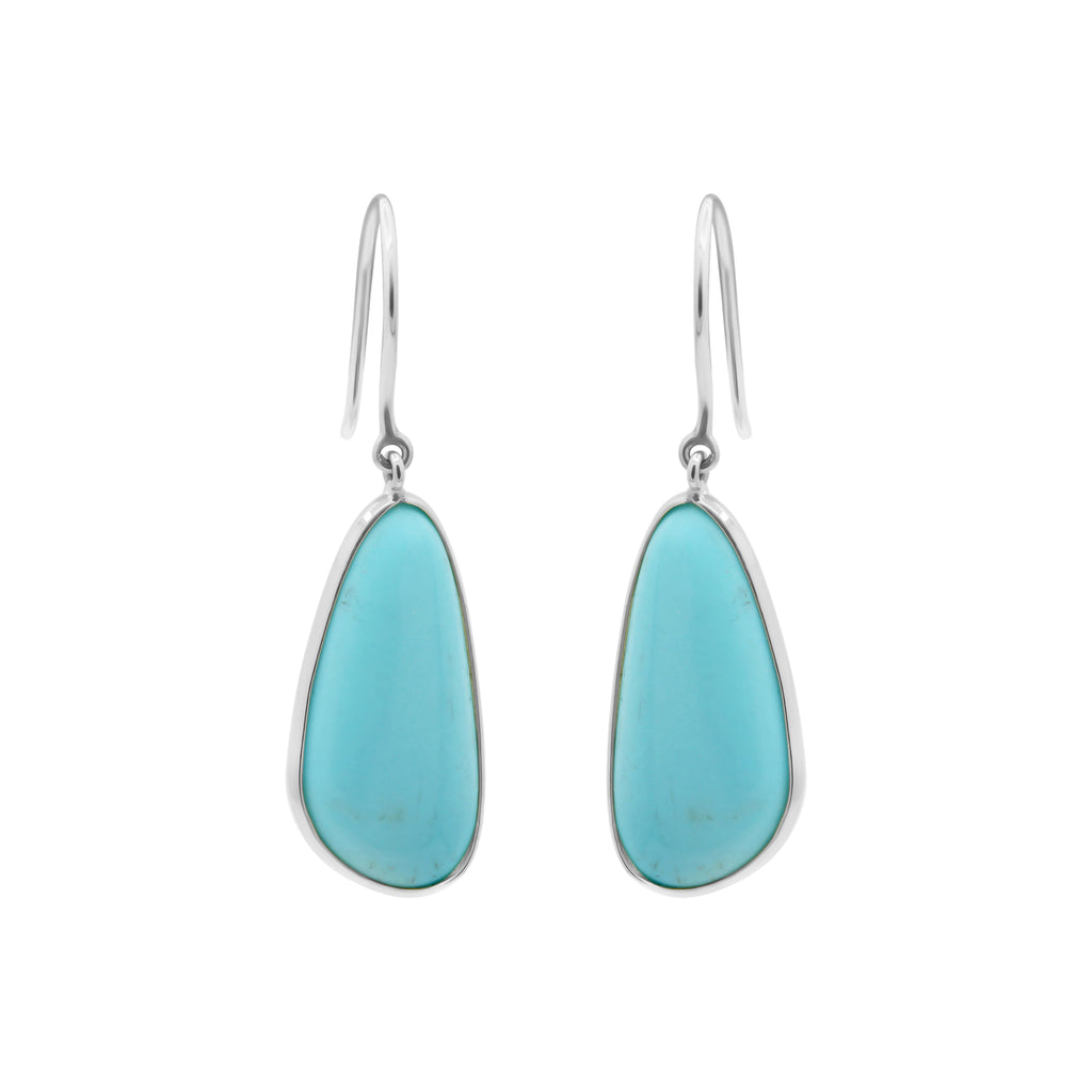Handmade Natural Turquoise Gemstone Earrings In 18k Yellow Gold