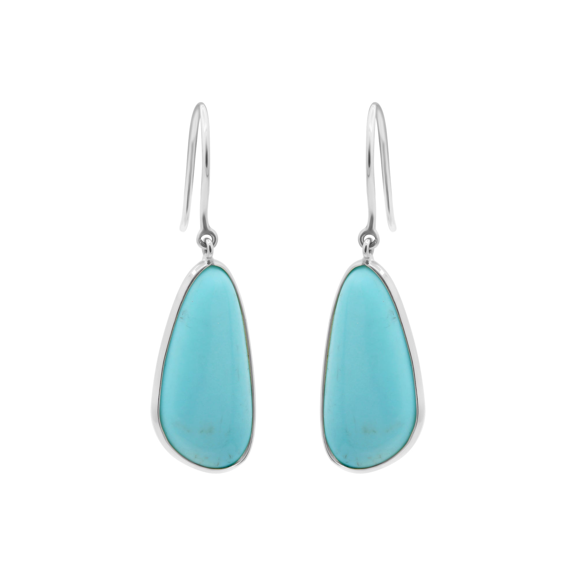 Handmade Natural Turquoise Gemstone Earrings In 18k Yellow Gold