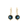 Round London Blue Sapphire Gemstone 18k Gold Drop Earring