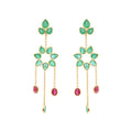 18k Gold Precious Ruby And Emerald Drop Dangle Designer Earrings