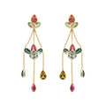 Handmade 18k Gold Natural Multi Tourmaline Gemstone Drop Earrings